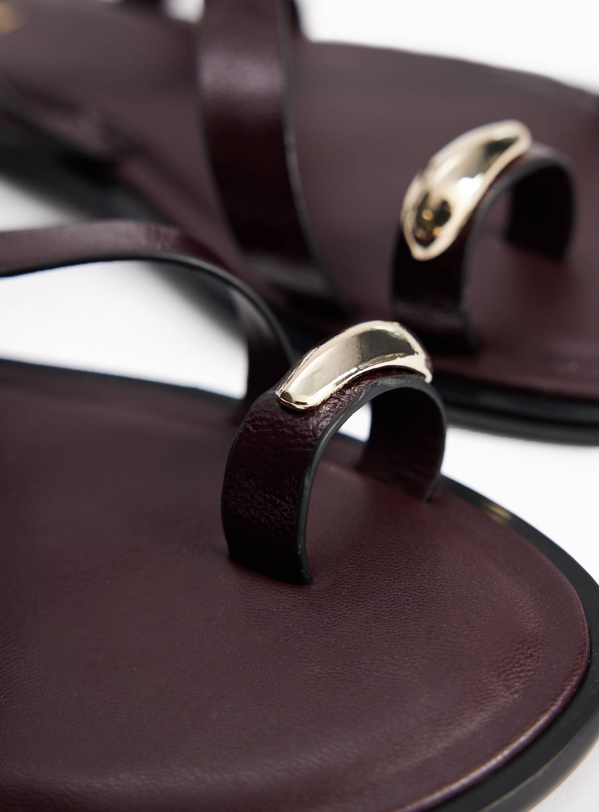 Dark Red Toe Ring Detail Strappy Sandals 8 - Image 3